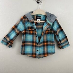 OshKosh B'gosh Plaid Shacket Shirt - Blue and Orange 18 Months
